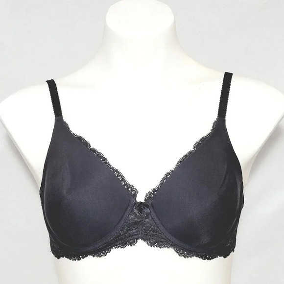 34C Victoria's Secret Lace Trimmed Full Cover UW Bra Black - Picture 1 of 3